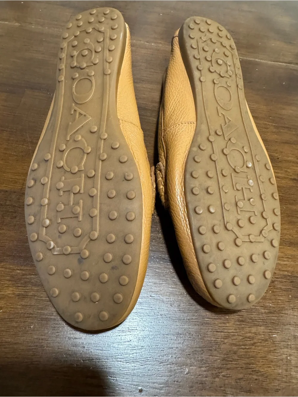 COACH Fredrica Loafers Flats Shoes Tan Light Brown Pebbled Leather Size 8.5B